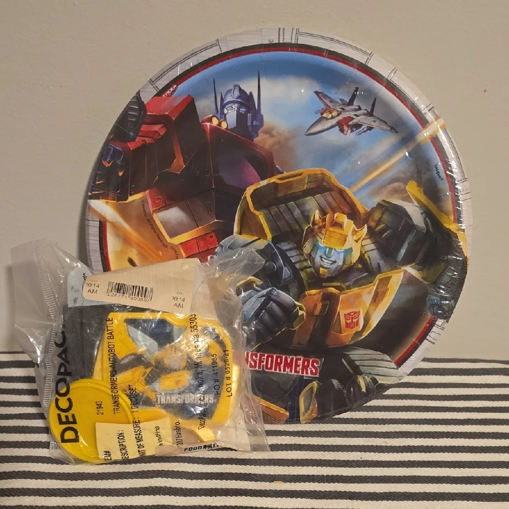 Transformers Birthday Bundle Party PLATES And CAKE TOPPER
